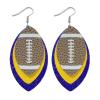 1/6/8/9Pairs Set Glitter Faux Leather Football Baseball Basketball Sports Teardrop Drop Dangle Earrings for Women Gift Jewelry Evil Eye Lucky Rugby Colorful Cool Punk-Yellow Blue view 1