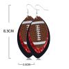 1/6/8/9Pairs Set Glitter Faux Leather Football Baseball Basketball Sports Teardrop Drop Dangle Earrings for Women Gift Jewelry Evil Eye Lucky Rugby Colorful Cool Punk-Yellow Blue view 2