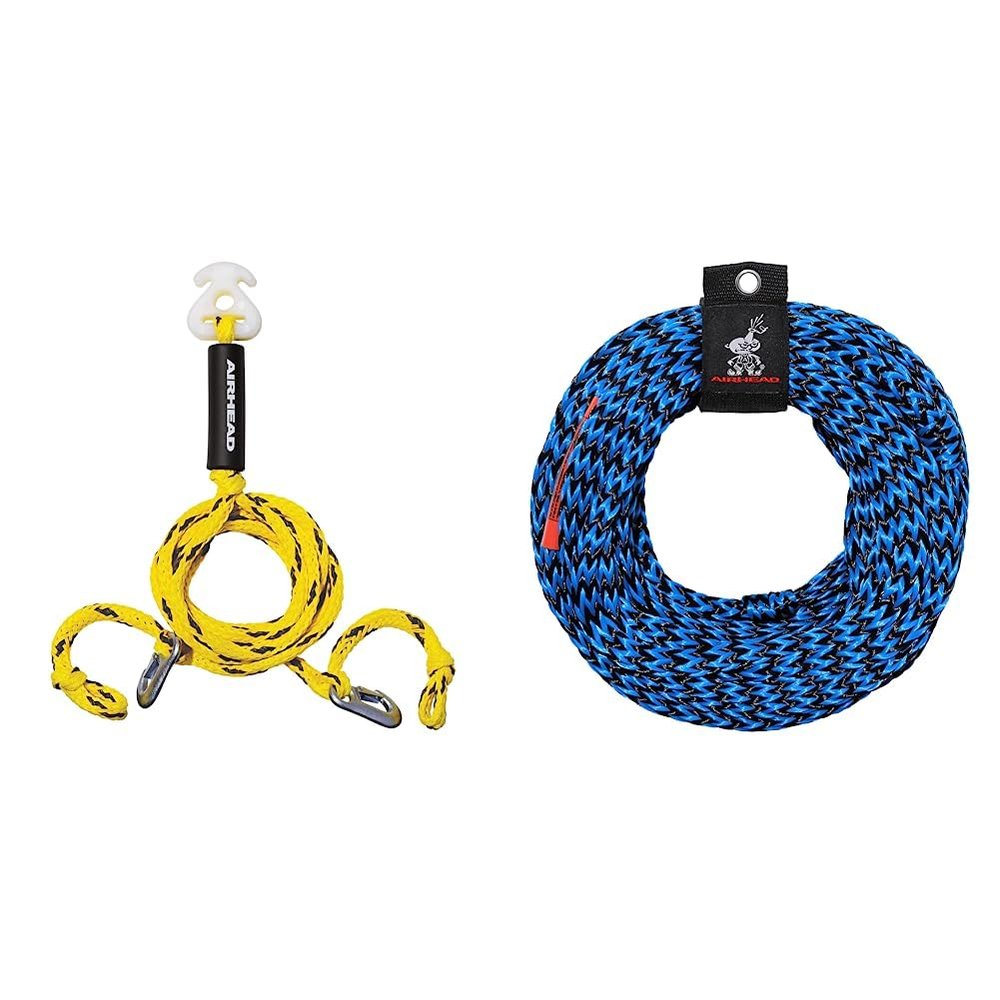 Airhead Heavy Duty Tow Harness for 1-4 Rider Towable Tubes, Water Skis, Wakesurf Boards and Wakeboards + Airhead Tow Rope for 1-3 Rider Towable Tubes