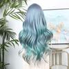 WIGER Long Wavy Rainbow Wigs Bluish Green Long Curly Hair Middle Part Multi-Color Wigs Synthetic Mermaid Wig 28 Inch Heat Resistant Full Wig for Daily or Party view 3