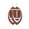 1/6/8/9Pairs Set Glitter Faux Leather Football Baseball Basketball Sports Teardrop Drop Dangle Earrings for Women Gift Jewelry Evil Eye Lucky Rugby Colorful Cool Punk-White Brown view 1