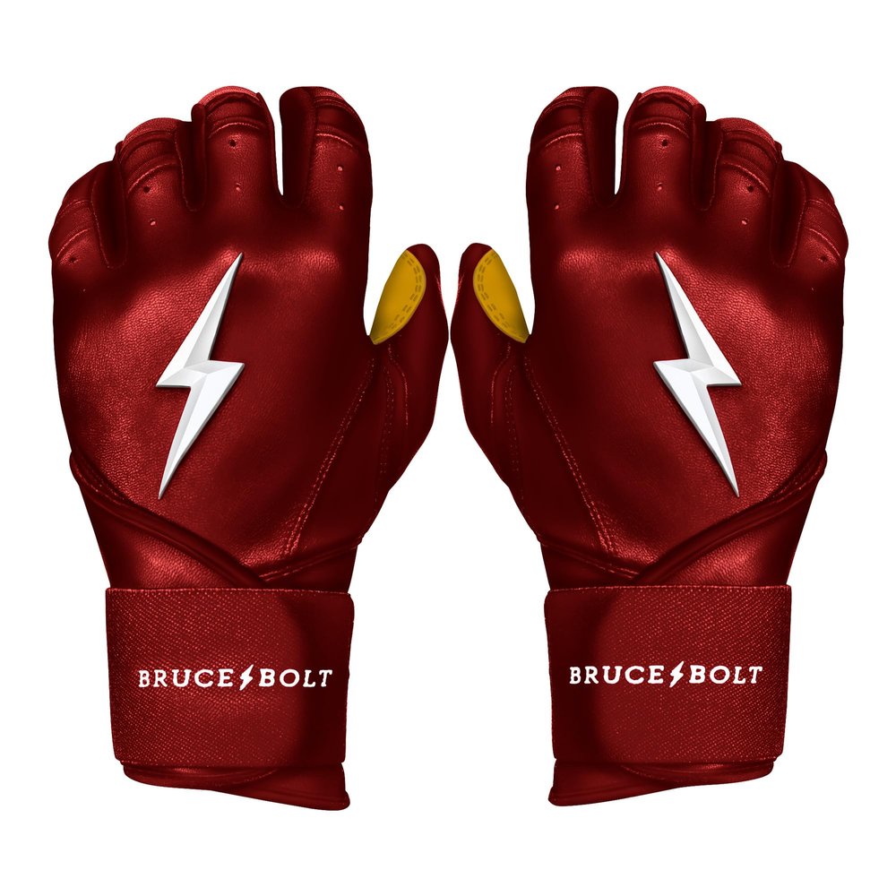 BRUCE BOLT Original Series Long Cuff Maroon Batting Glove - Maroon Youth Small