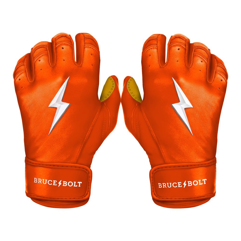 BRUCE BOLT Original Series Short Cuff Orange Batting Glove - Orange Large