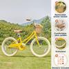 Petimini 20 Inch Girls Bike for Age 6 7 8 9 Years Old Big Kids Retro Vintage Style Bicycles with Basket Dual Hand Brake and Bell, Yellow view 3
