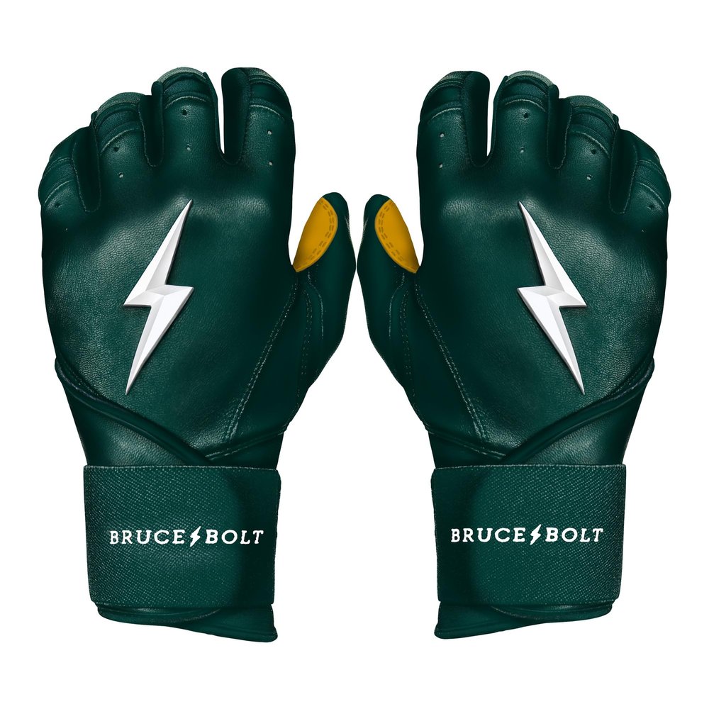 BRUCE BOLT Original Series Long Cuff Green Batting Glove - Green Youth Small