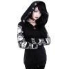 tuduoms Black Punk Gothic Hoodie Women Long Sleeve Zip Up Hoodie Moon Jacket Top Long Sweatshirts Plus Size Y2k Goth Clothing view 1