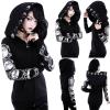 tuduoms Black Punk Gothic Hoodie Women Long Sleeve Zip Up Hoodie Moon Jacket Top Long Sweatshirts Plus Size Y2k Goth Clothing view 2