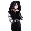 tuduoms Black Punk Gothic Hoodie Women Long Sleeve Zip Up Hoodie Moon Jacket Top Long Sweatshirts Plus Size Y2k Goth Clothing view 3