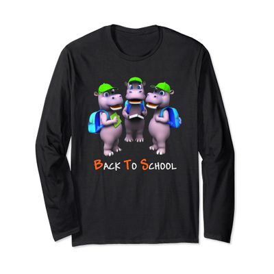 Cute Baby Hippos Backpack Baseball Cap Books Back To School Long Sleeve T-Shirt