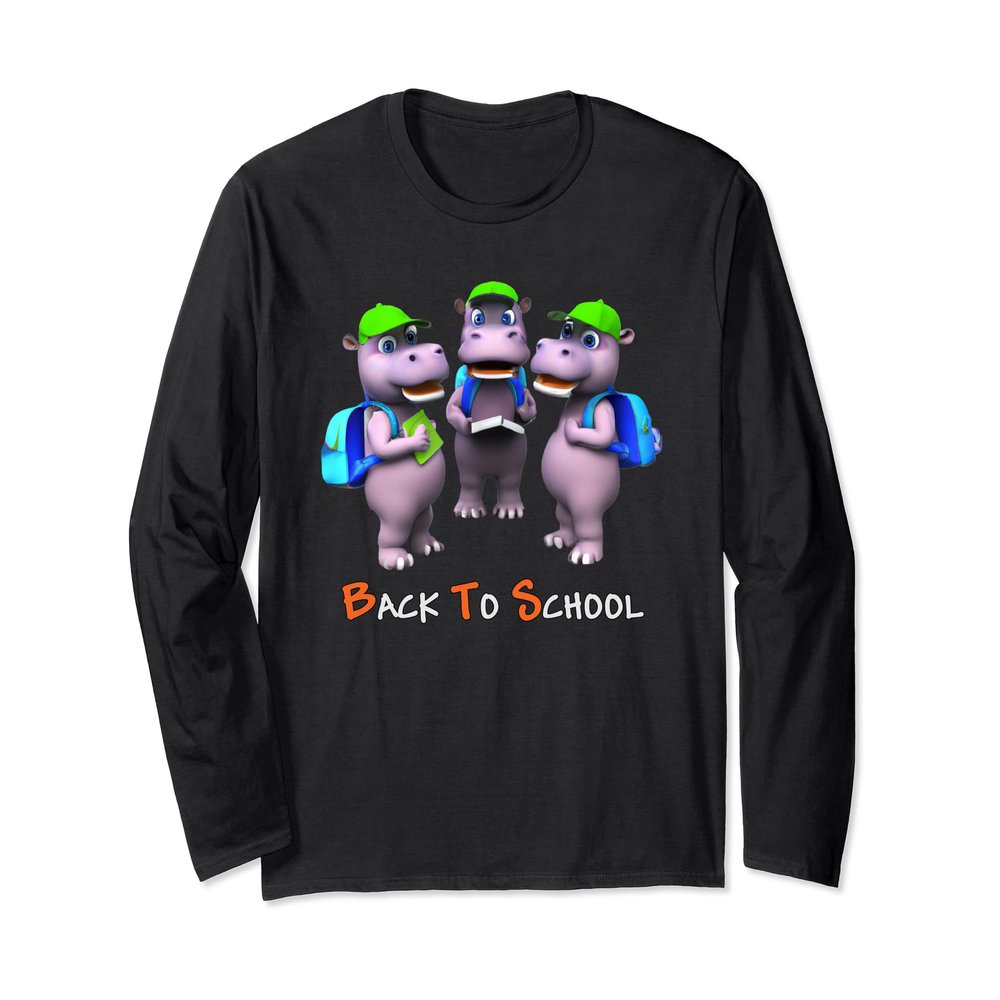 Cute Baby Hippos Backpack Baseball Cap Books Back To School Long Sleeve T-Shirt