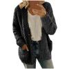 SHOPESSA Fleece Cardigan Sweaters for Women Soft Long Sleeve Jacket with Pockets Button Down Open Front Fall Clothes Black view 1