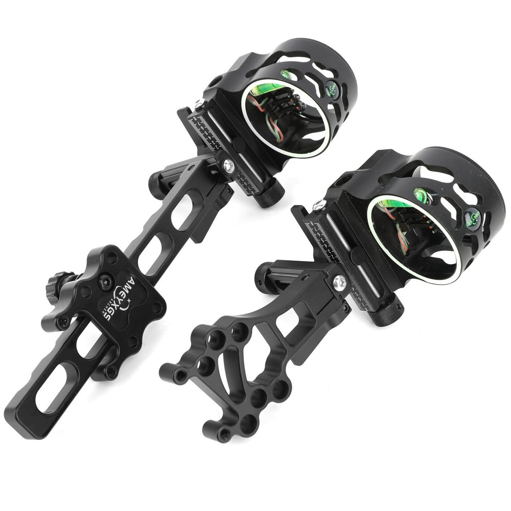Archery 5 Pin Bow Sights 0.019 Optical Fiber Compound Bow Sight Micro Adjust Tool Less Design for Compound Bows Archery Hunting (Long Pole)