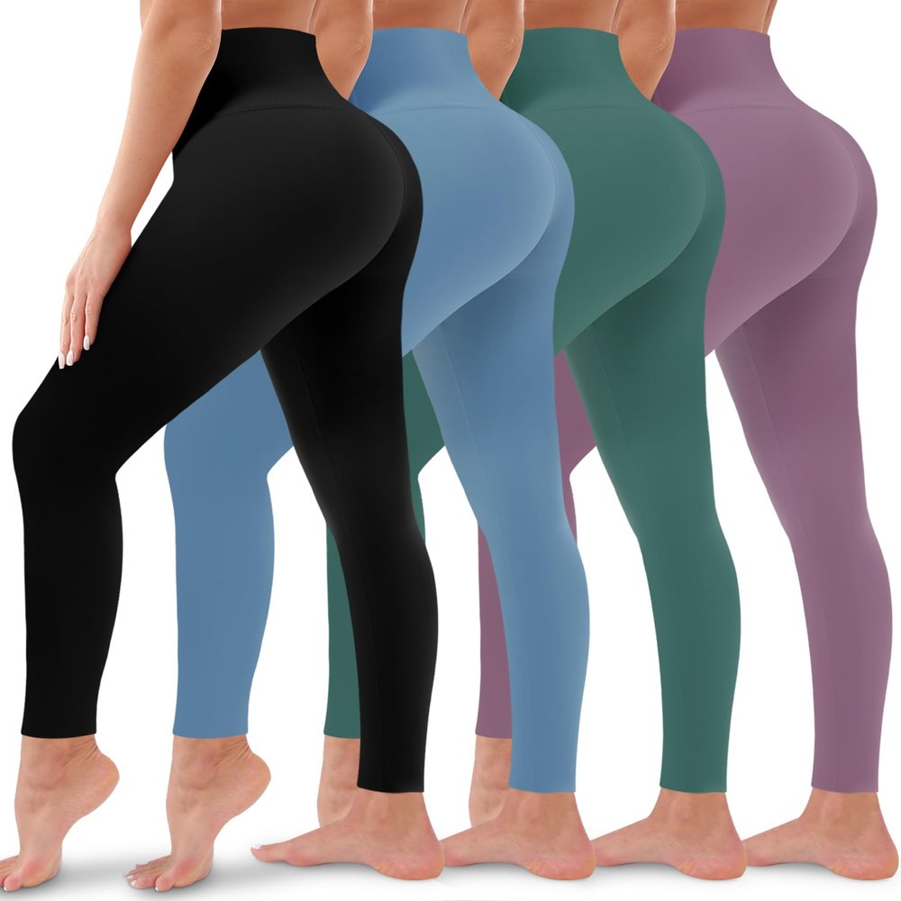 4 Pack Leggings for Women Butt Lift High Waisted Tummy Control No See-Through Yoga Pants Workout Running Leggings Assorted16