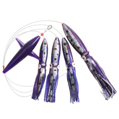Saltwater Trolling Fishing Lures Bird Chain Teaser for Fishing with Rigged Hook 8/0 for Mahi, Tuna, Wahoo and Big Game Fish (Black)