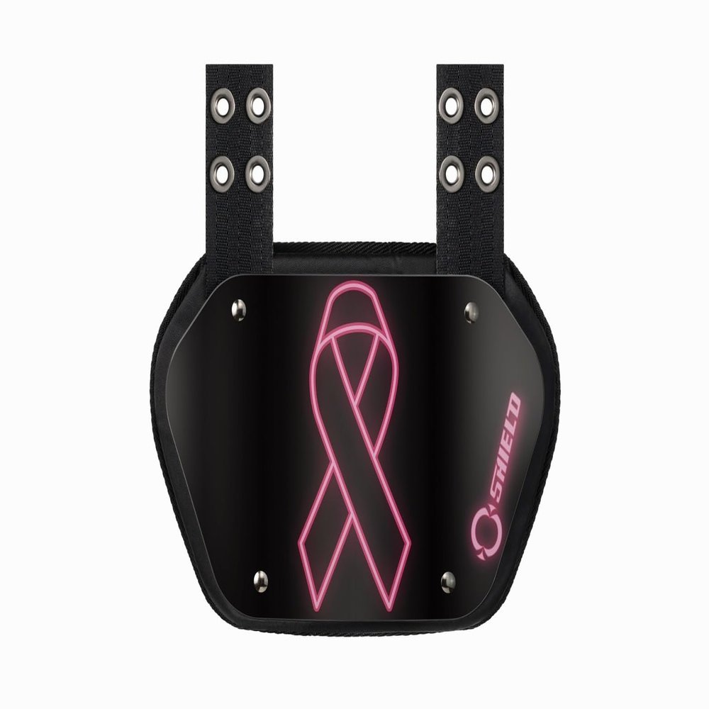 O Shield Pink Ribbon Football Back Plate, Lower Back Pads for Football Players, Rear Protector, Universal Fit, BCRF (Breast Cancer Research Foundation) Supporter, Youth