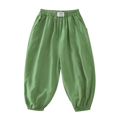 AnFeng Loose Pants Toddler Kids Baby Girls Boys Cotton Pull On Solid Elastic Basic Long Pants Bloomers Casual Joggers (Green, 2-3 Years)