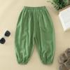 AnFeng Loose Pants Toddler Kids Baby Girls Boys Cotton Pull On Solid Elastic Basic Long Pants Bloomers Casual Joggers (Green, 2-3 Years) view 3