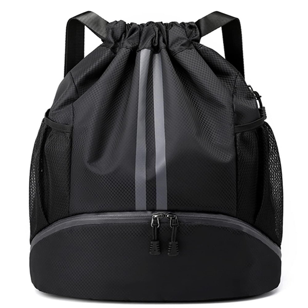 BROTOU Soccer Bags - Football & Volleyball Backpack with Ball & Shoe Compartment, Gym Bags for Men/Women (L, Black)