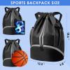 BROTOU Soccer Bags - Football & Volleyball Backpack with Ball & Shoe Compartment, Gym Bags for Men/Women (L, Black) view 3