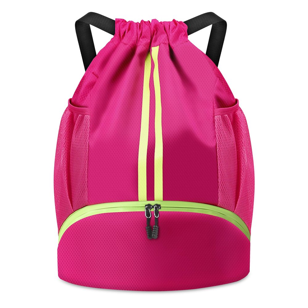 BROTOU Soccer Bags, Football Backpack, Volleyball Bag, Drawstring Backpack with Ball and Shoe Compartment, Football bags for Equipment Swim Gym Bag (Pink)