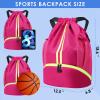 BROTOU Soccer Bags, Football Backpack, Volleyball Bag, Drawstring Backpack with Ball and Shoe Compartment, Football bags for Equipment Swim Gym Bag (Pink) view 3