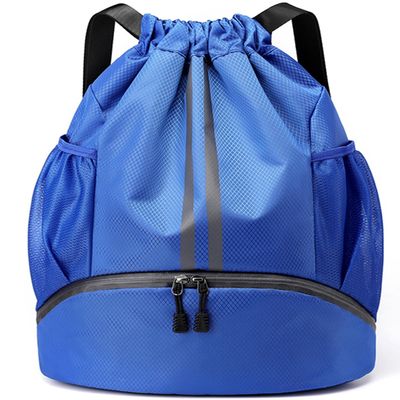 BROTOU Soccer Bags, Football Backpack, Volleyball Bag, Drawstring Backpack with Ball and Shoe Compartment, Football bags for Equipment Swim Gym Bag (Blue)