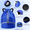 BROTOU Soccer Bags, Football Backpack, Volleyball Bag, Drawstring Backpack with Ball and Shoe Compartment, Football bags for Equipment Swim Gym Bag (Blue) view 4
