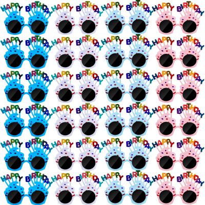 Dunzy 24 Pairs Novelty Birthday Sunglasses Sweet Cream Cake Sunglass Funny Sunglass Photo Props for Adults Happy Birthday Party Favors