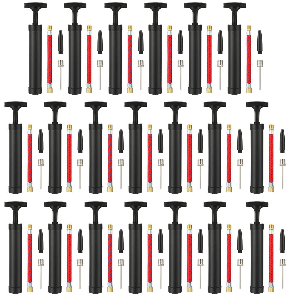 Zhehao 100 Set Ball Pump Bulk Air Pump for Sports Balls Soccer Ball Pumps with Needle Extension Hose Christmas Portable Hand Pumps Inflation Kit for Football Basketball Christmas (Black)