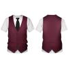 Aislor Kids Boys Tuxedo T-Shirt Short Sleeve Suit Vest Fake 3D Tie Printed Shirt Funny Top for Formal Wedding Party Burgundy 10-11 Years view 3