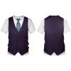 Aislor Kids Boys Tuxedo T-Shirt Short Sleeve Suit Vest Fake 3D Tie Printed Shirt Funny Top for Formal Wedding Party Purple 3-4 Years view 3
