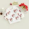 MoZiKQin Toddler Baby Girl Boy Christmas Outfit Santa Print Sweatshirt Long Sleeve Crewneck Sweater Shirt Xmas Clothes (Santa Claus+Umbrella,2-3T) view 4