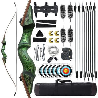 60 Inch Black Hunter Takedown Recurve Bow and Arrow 20-60Lbs Hunting Archery Bow Right Hand Wood Riser Practice Bow for Adult Target Training (35LBS)