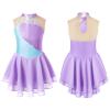 Aislor Girls Lyrical Ballet Dance Dress Sleeveless Rhinestones Figure Ice Skating Leotard Dress Dancewear Skating wear Lavender 10 Years view 3