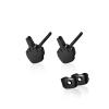 2/3Pairs Punk Stylish Stainless Steel Middle Finger Earrings Set Gold Silver Black Funny Fuck Doodle Stud Earrings for Men and Women-A 2Pairs view 3