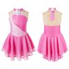 Aislor Girls Lyrical Ballet Dance Dress Sleeveless Rhinestones Figure Ice Skating Leotard Dress Dancewear Skating wear Pink 10 Years view 3
