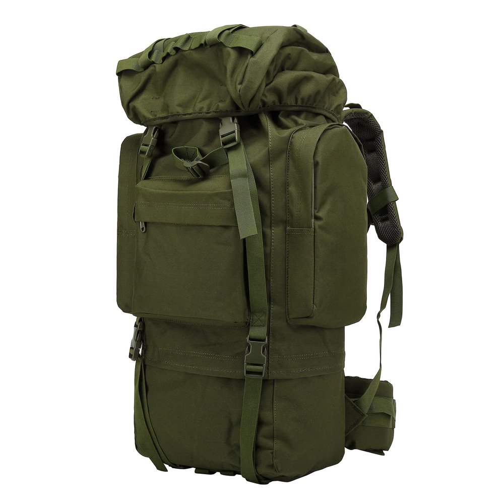 Internal Frame Hiking Backpack 65L Backpacking Backpack with Rain Cover Waterproof Camping Rucksack for Men and Women (Army Green)
