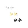 2/3Pairs Punk Stylish Stainless Steel Middle Finger Earrings Set Gold Silver Black Funny Fuck Doodle Stud Earrings for Men and Women-B 3Pairs view 2