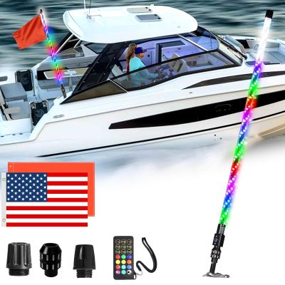 AddSafety 5FT Nav Lights for Boat, Plug-in Base Chasing Color LED Boat Navigation Light with Remote Control
