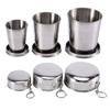 Reusable Portable Telescopic Foldable Water Cup Mug with Lid, Stainless Steel Travel Folding Cup, Camp Keychain for Camping, Picnic, Hiking and Other Outdoor Activities Drinking Cup (L), Stainl view 4