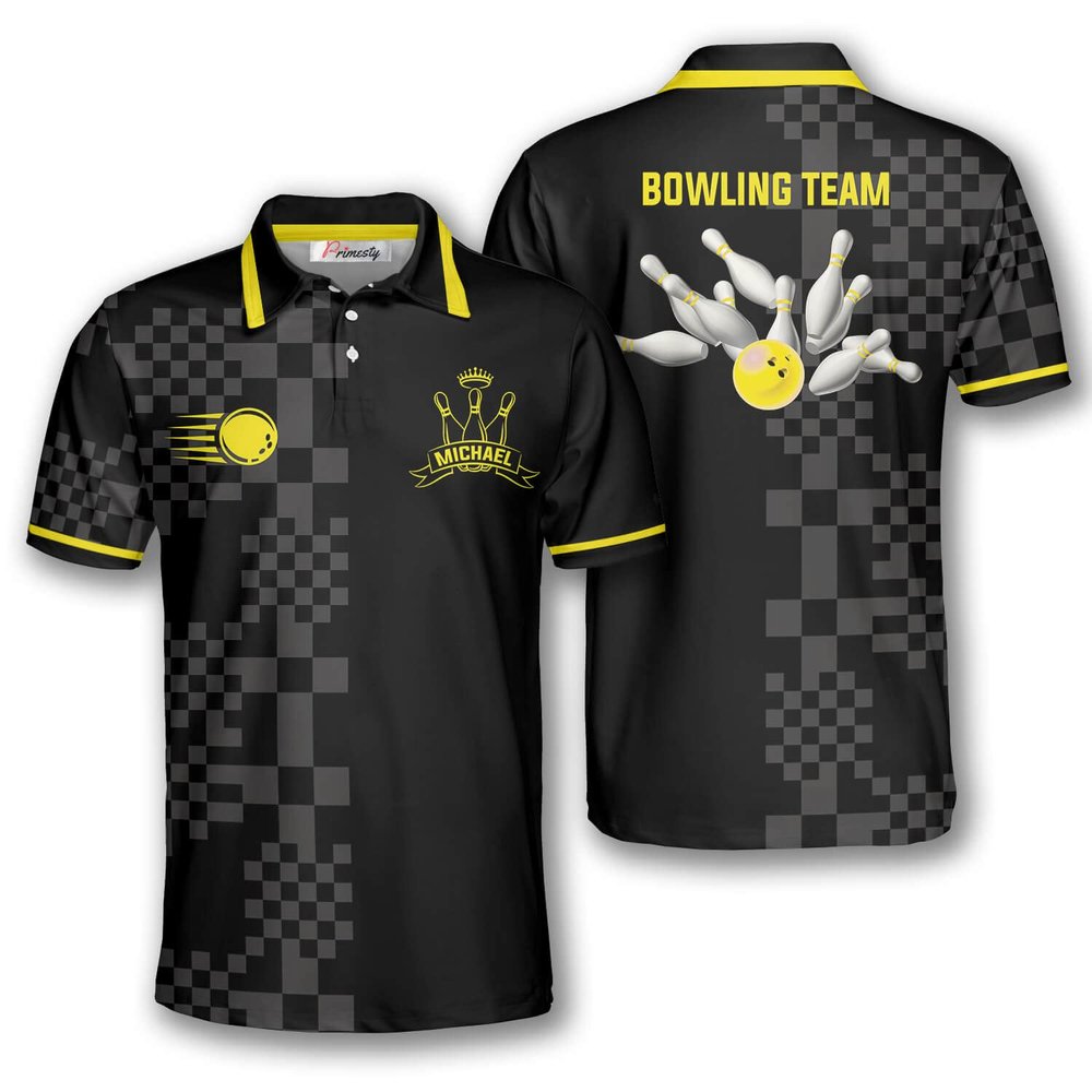 PRIMESTY Custom Bowling Shirts for Men, Personalized Bowling Jerseys with Name and Team Name, Custom Bowling Polo Shirts