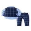 Abolai Baby Boys' 3 Piece Gentleman Set with Shirt,Bowtie,Lattice Vest and Pant (US, Age, 18 Months, Blue) view 2