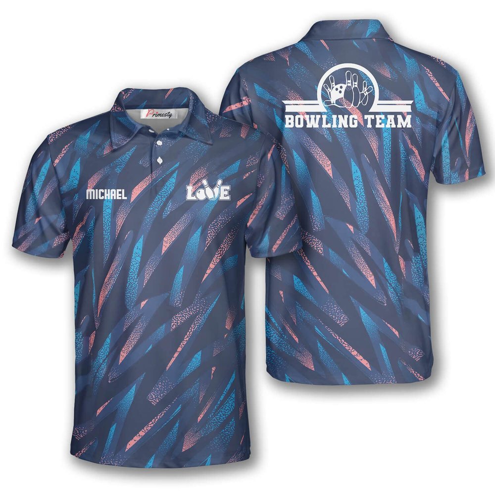 PRIMESTY Men's Custom Bowling Shirts, Personalized Polo with Name & Team Name, Quick-Dry Poly & Spandex, Short Sleeves, Small Size, Modern Style, Michigan Bowling Team
