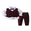Abolai Baby Boys' 3 Piece Gentleman Set with Shirt,Bowtie,Lattice Vest and Pant (US, Age, 5 Years, Red) view 1