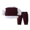 Abolai Baby Boys' 3 Piece Gentleman Set with Shirt,Bowtie,Lattice Vest and Pant (US, Age, 5 Years, Red) view 2