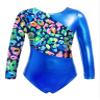Moggemol Kids Girls Shiny Metallic Ballet Dance Leotards Long Sleeve Gymnastics Bodysuit Athletic Unitards Royalblue 4 Years view 1