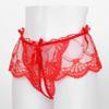 Daenrui Men's Sissy Panties Floral Lace Sheer Skirted Ruffled Thong Hollow Out Crossdress Underwear Red X-Large view 4