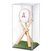 Mudder Baseball Display Case and Wood Stand Acrylic Baseball Holder Acrylic Box with Grass Pad for Ball Display Mini Wooden Bat Showcase Holders for Memorabilia Autograph Ball(1 Pack) view 1