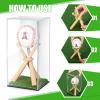 Mudder Baseball Display Case and Wood Stand Acrylic Baseball Holder Acrylic Box with Grass Pad for Ball Display Mini Wooden Bat Showcase Holders for Memorabilia Autograph Ball(1 Pack) view 2
