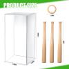 Mudder Baseball Display Case and Wood Stand Acrylic Baseball Holder Acrylic Box with Grass Pad for Ball Display Mini Wooden Bat Showcase Holders for Memorabilia Autograph Ball(1 Pack) view 4